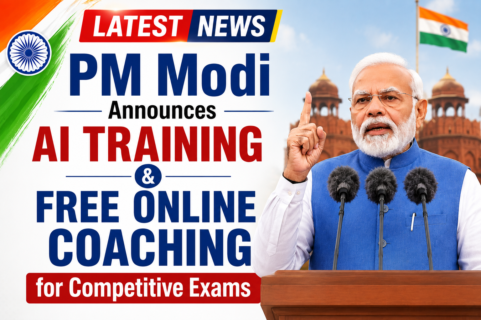 PM Modi Announces AI Training & Free Online Coaching for Competitive Exams