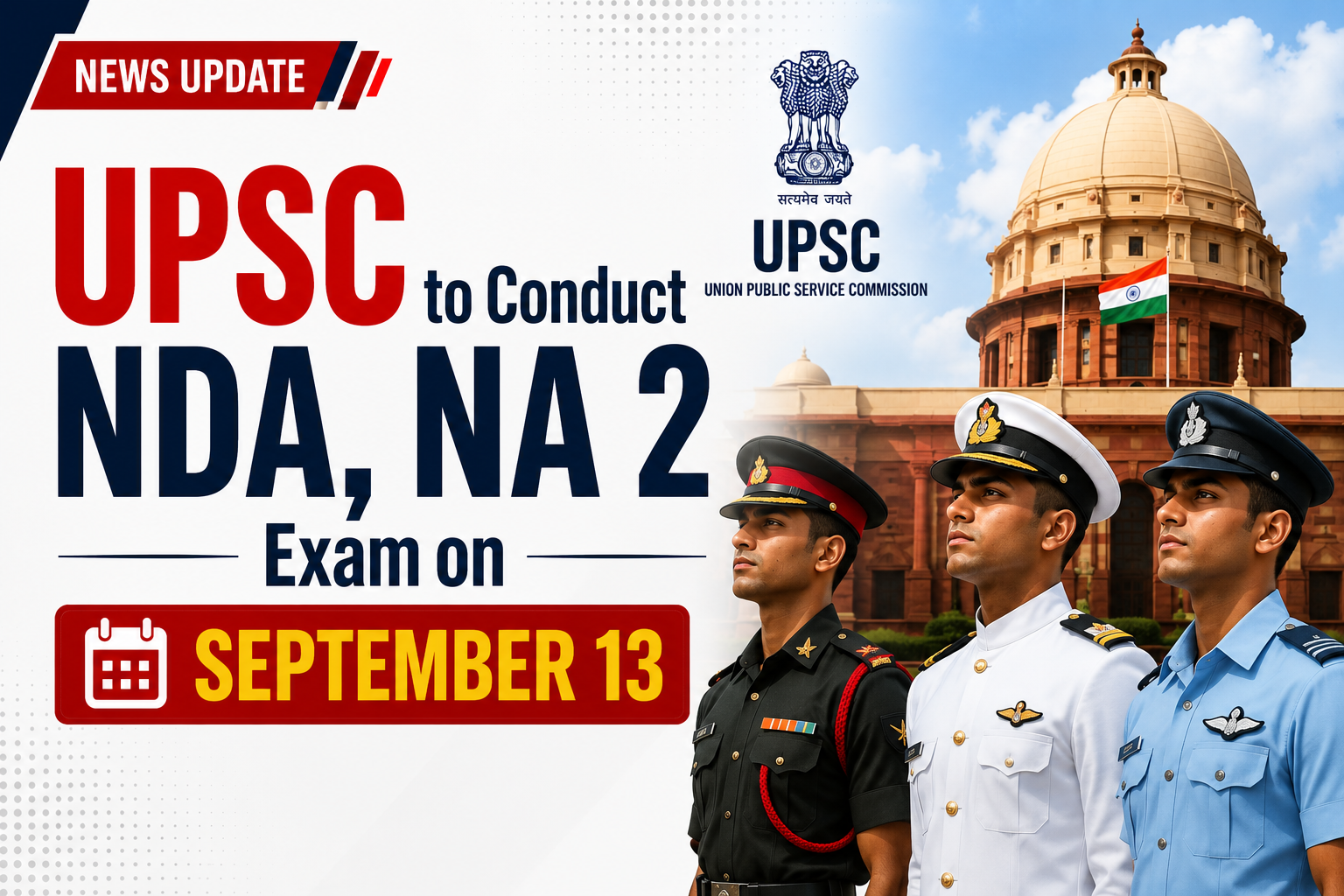 UPSC to Conduct NDA, NA 2 Exam on September 13