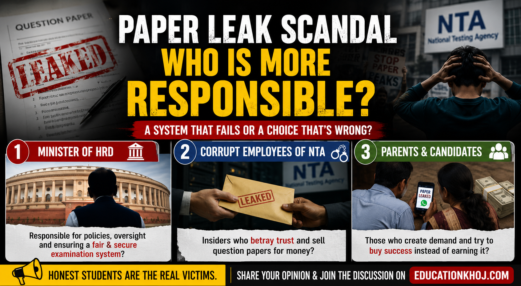 Who Is More Responsible for Exam Paper Leaks?